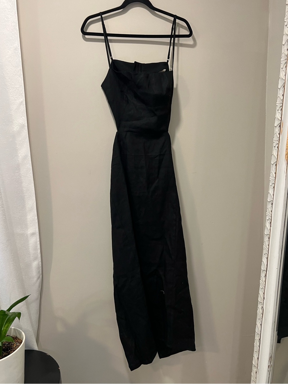 Reformation Asher Linen Dress Black Midi size 10 - Picture 3 of 8